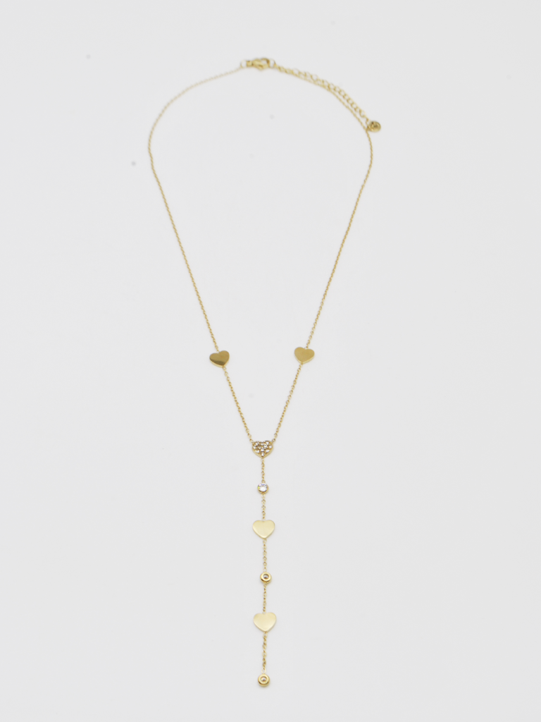 COLAR DOURADO COM CORAÇÕES