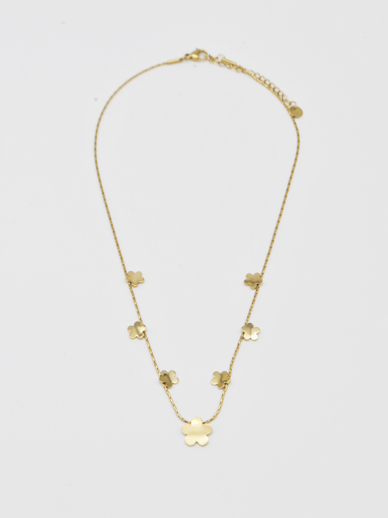 COLAR DOURADO COM FLORES