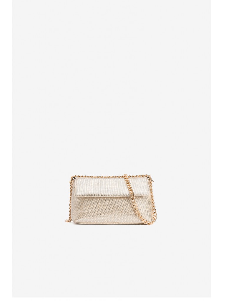 Carteira prateada com corrente