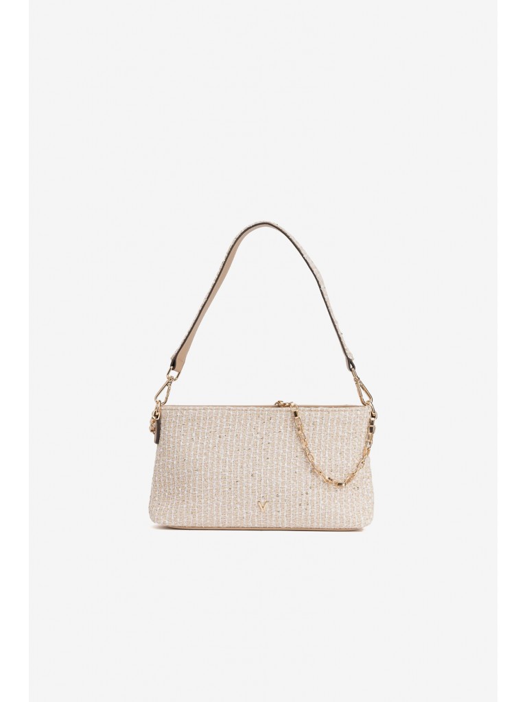 Carteira festa bege com brilho